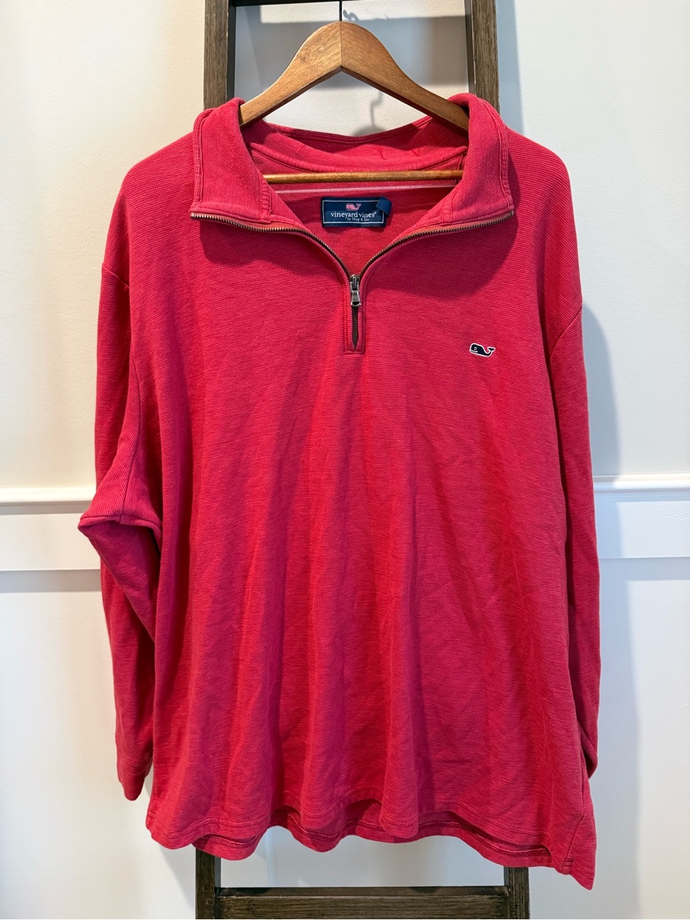 Vineyard Vines Men’s Red saltwater quarter zip pullover sweater 3XB